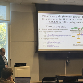 Charles Eberhart, M.D., Ph.D.  Johns Hopkins Medicine Targeting miRNA-Mediated Senescence in Pediatric Low-Grade Gliomas Dr. Eberhart discussed microRNA-driven pathways and their potential as therapeutic targets in pediatric brain tumors.