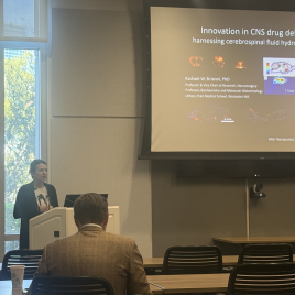 Rachael Sirianni, Ph.D., MS, MSE, BSE  University of Massachusetts Innovation in CNS Drug Delivery: Harnessing Cerebrospinal Fluid Hydrodynamics Dr. Sirianni discussed engineering-based advances designed to optimize therapeutic delivery within the CNS.